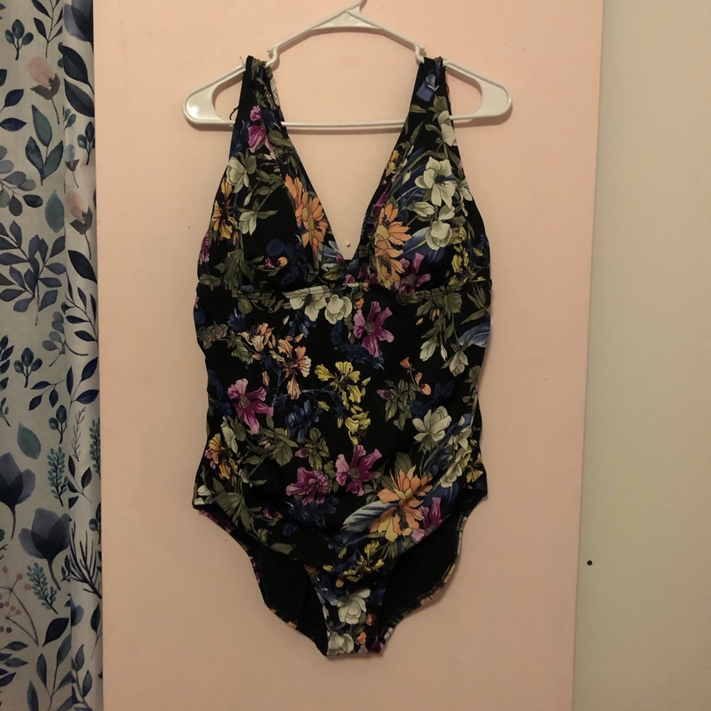 Floral one piece bathing suit